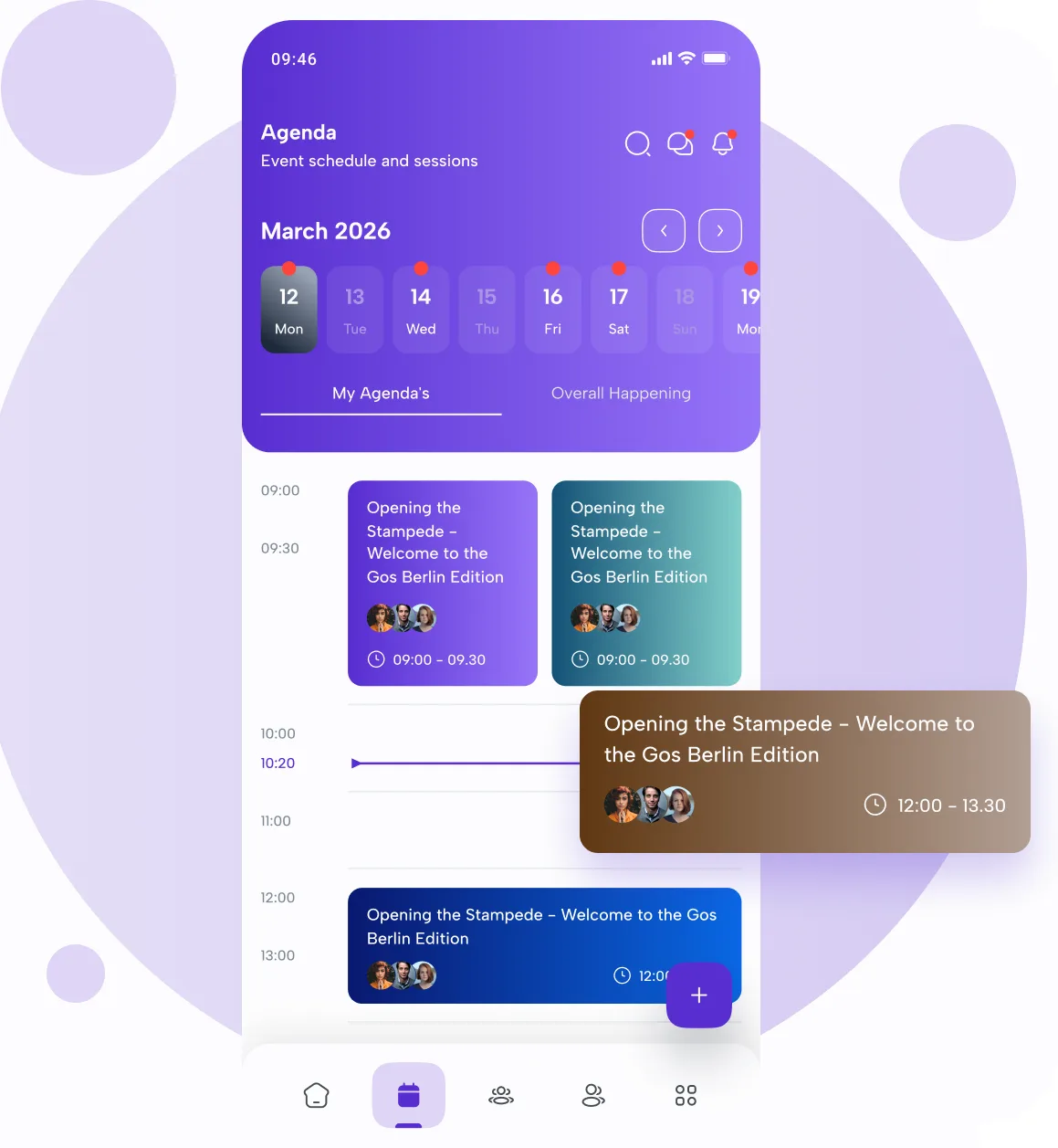 Personalized multi-track agenda in the eBrainGo mobile app