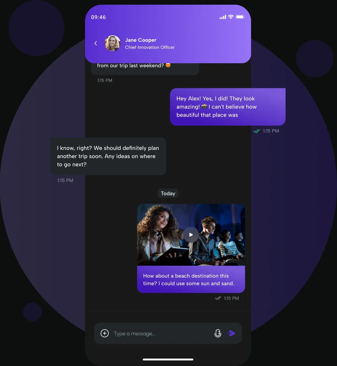 In-app chat conversation in the eBrainGo mobile app