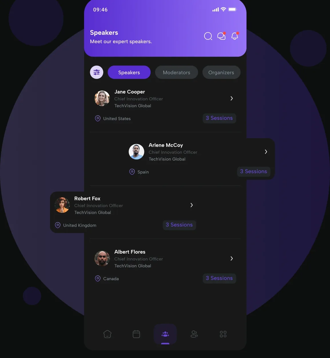 Speaker profiles in the eBrainGo mobile app