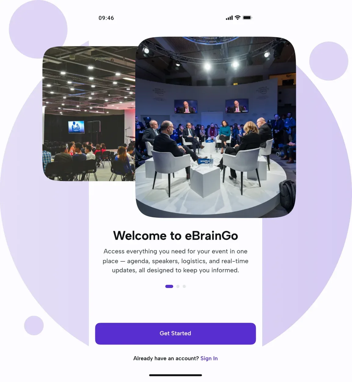 Begrüßungsbildschirm beim Onboarding in der eBrainGo App